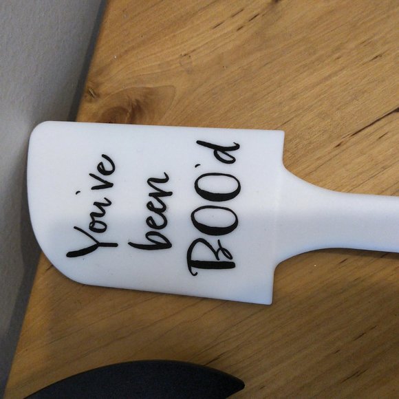 TWO Halloween spatulas You've been BOO'd mini sherpa pumpkin food d/w safe NWT - Picture 6 of 7